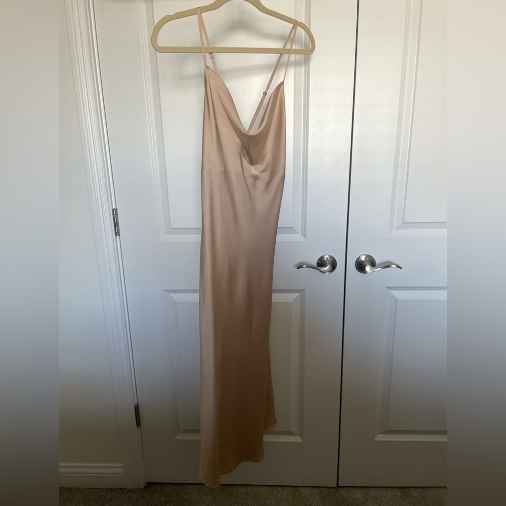 Show Me Your Mumu Verona Cowl Dress - Champagne Luxe Satin